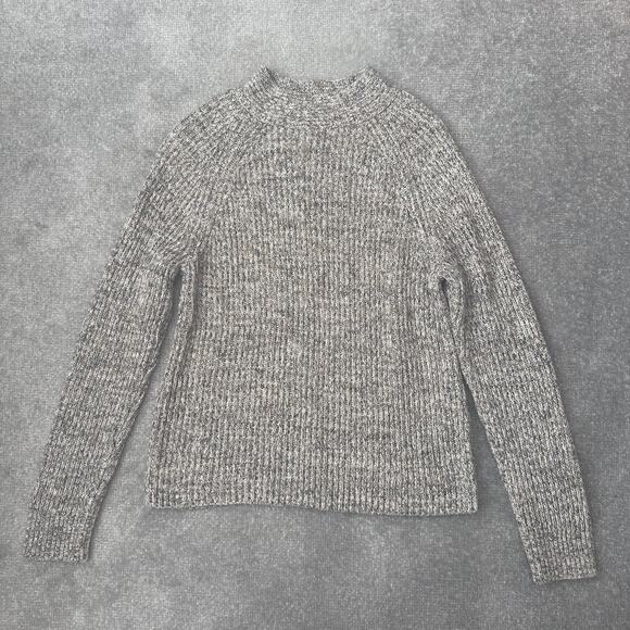 Banana Republic Sweater Womens Medium Beige Black Ribbed Knit Pullover Mock Neck - Picture 1 of 7